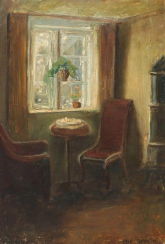 Interior con sol a través de la ventana 1911