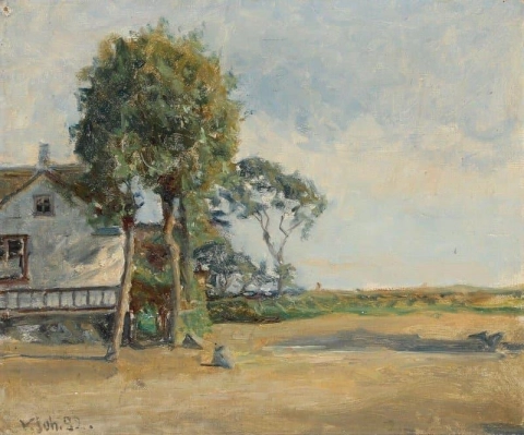 Landskap med et hus 1892
