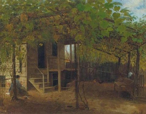 Под виноградными лозами, около 1870-х гг.