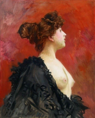 Porträt einer Frau mit nackten Brüsten