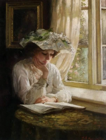 창가에서 책을 읽고 있는 여인, 1911년경