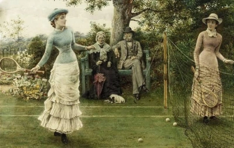 Een partijtje tennis 1882