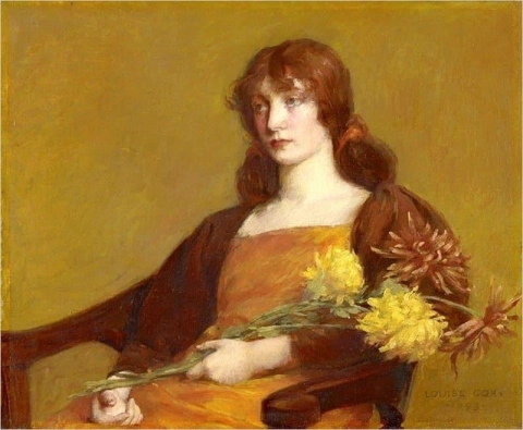 Kvinna som håller blommor 1893
