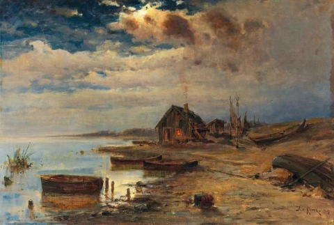Szene in der Abenddämmerung an der Ostseeküste