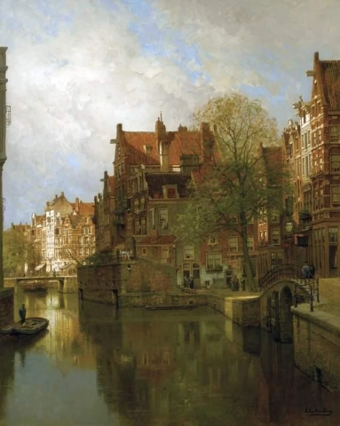 Uma vista do Grimburgwal Amsterdã