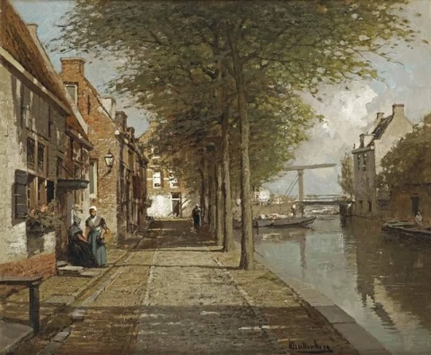 Kanal I Oudewater Nederländerna