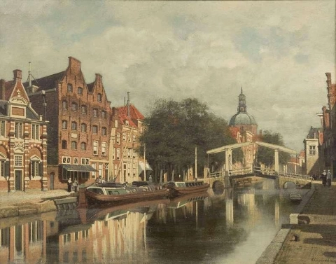 De Oude Rijn Träffade De Marekerk Te Leiden