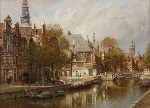Utsikt over Oudezijds Voorburgwal Amsterdam