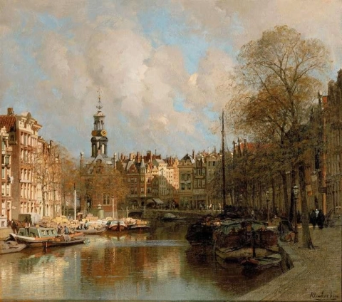 View Of The Singel And The Bloemmarkt Near The Munt Amsterdam