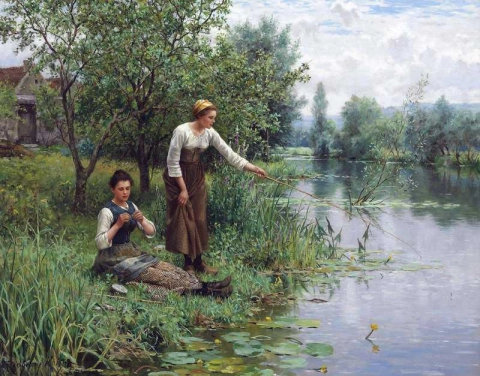 Kaksi naista kalastamassa