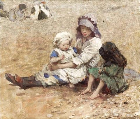 Crianças na praia por volta de 1907