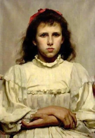 带着红色蝴蝶结的女孩，约 1896 年
