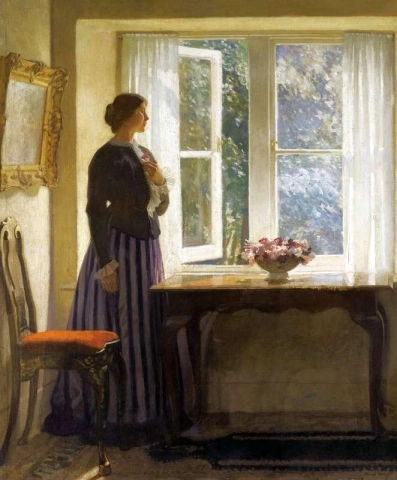Das Mädchen und das Bild einer Blume, ca. 1912-14