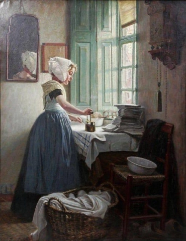 Голландская девушка гладит