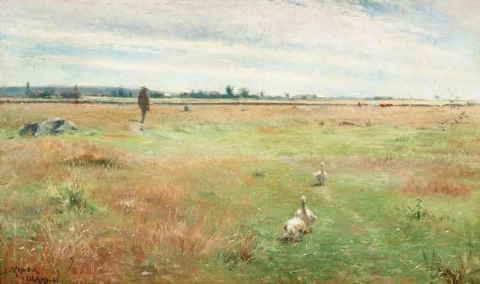 Landskap med gäss Morbylanga 1885