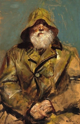 A Fisherman With A White Beard And A Sou Wester