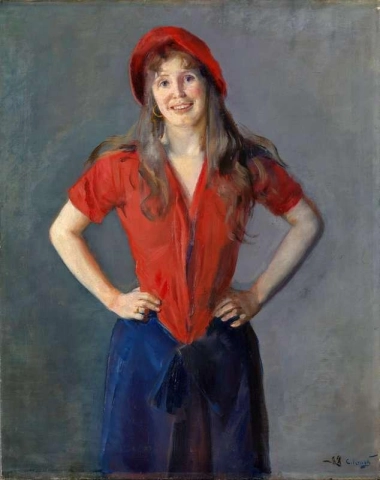 Porträtt av målaren Oda Krohg Nee. Lasson 1888