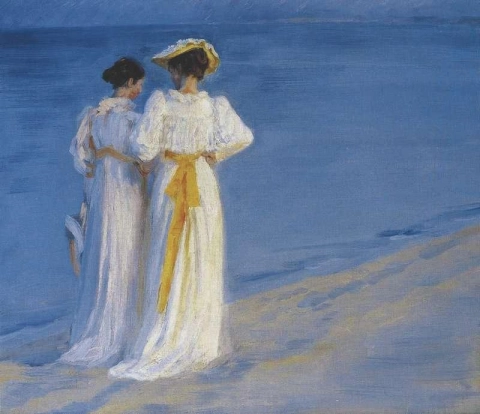 Анна Анчер и Мари Кройер на пляже в Скагене, 1893 г.