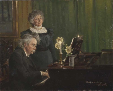 Edvard Grieg begeleidt zijn vrouw, 1898