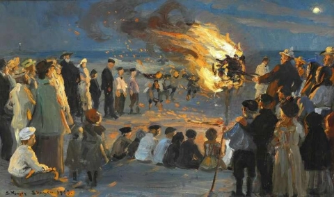 スカーゲンビーチの真夏の焚き火
