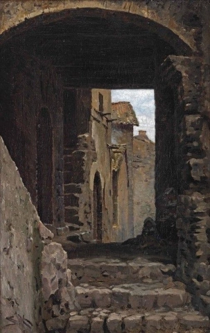 En las escaleras Sora 1880