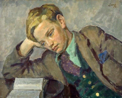 Pojke som läser 1956