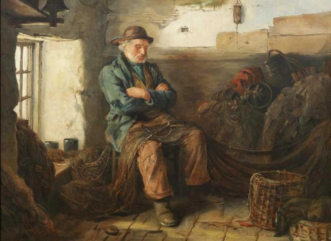 Рыбак среди своих сетей 1882