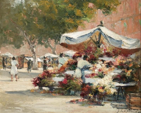 El mercado de las flores Hacia 1930
