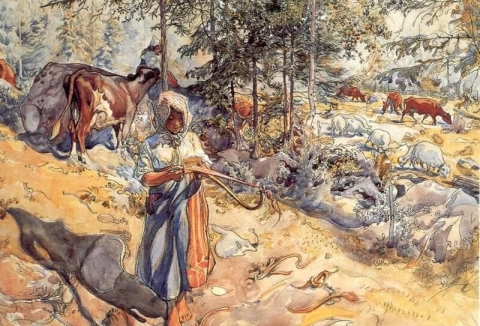 牧草地のカウガール 1906