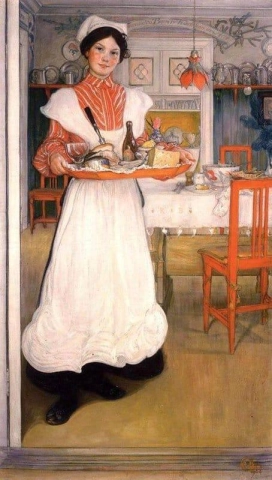 Martina aamiaistarjottimen kanssa 1904