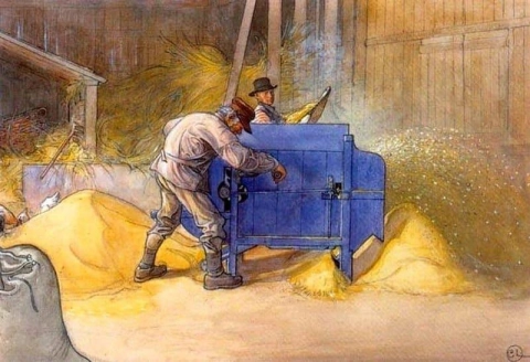 Het wannen van het graan ca. 1905