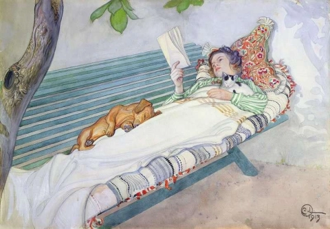 躺在长凳上的女人 1913