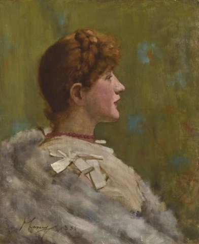 毛皮を巻いた少女 1886