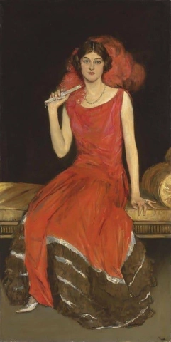 السيدة ذات الرداء الأحمر السيدة أوين بارتون جونز 1924