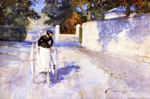 Donna su un triciclo sicuro 1885