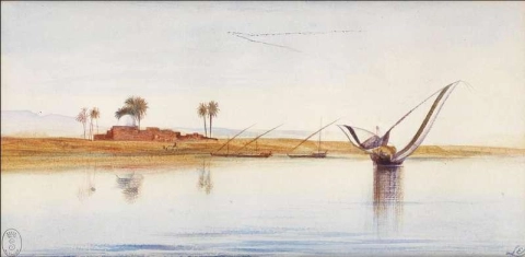 Båtar På Nilen Nära Deir El Kadige