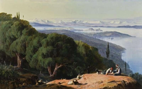 Corfu vanaf de heuvel van Gastouri 1857-58