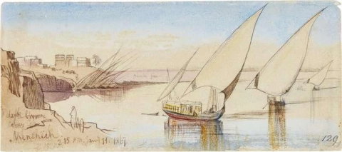 En el Nilo en Mensheeh 1867