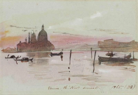 Venezia. Santa Maria Del Salute vista dalla Riva degli Schiavoni Tramonto 1865