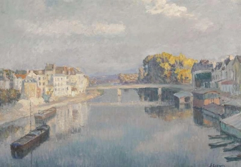 Lagny Die Brücke und die Bateux-Lavoirs an der Marne 1905-06