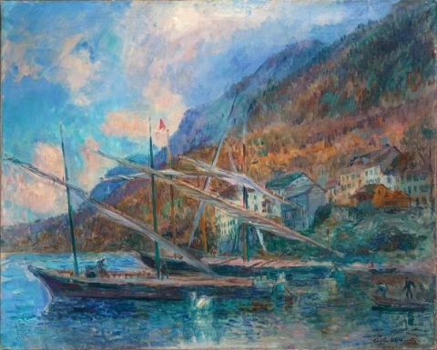 Boten op het Meer van Genève Saint-gingolph ca. 1900-1903