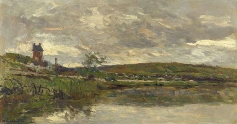 塞纳河畔 Vetheuil 阴天天气，约 1883 年