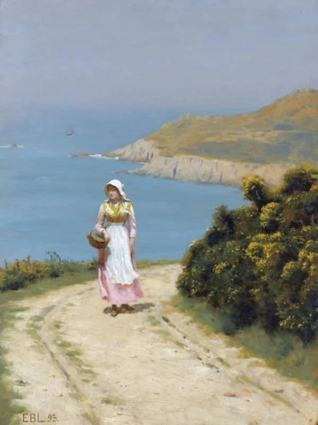 Mädchen auf einem Küstenweg 1893
