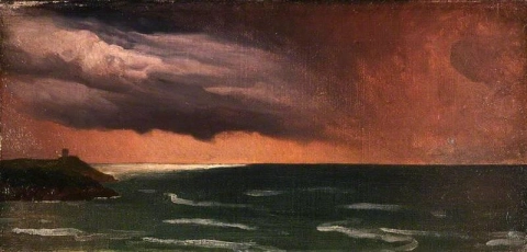 Una scena costiera irlandese. Effetto tempesta intorno al 1874