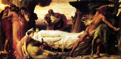 Herkules ringt mit dem Tod um den Körper von Alcestis 1869-71