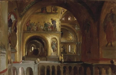 Das Innere der Basilika St. Markus S. Venedig 1864