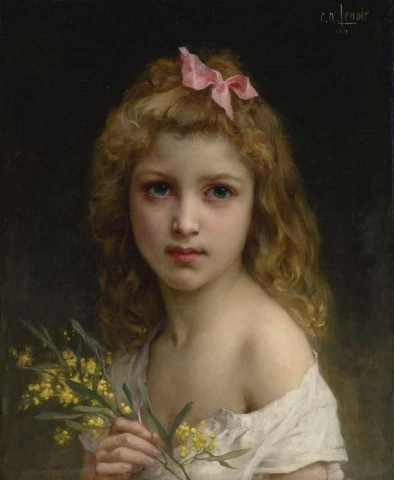 Porträtt av en flicka med mimosablommor 1901