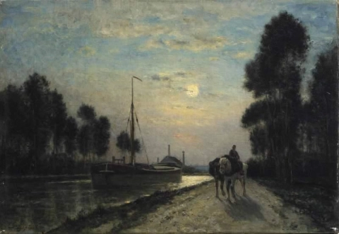 O Canal Ourcq. Caminho de reboque do efeito da lua, ca. 1876-82