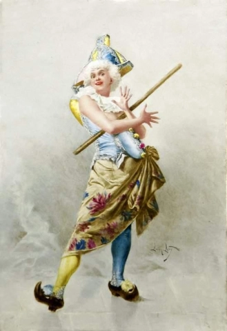 En fransk lervareplate av en entertainer før 1895