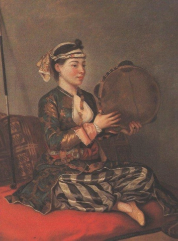 Liotard I turkkilainen nainen, jolla on tamburiini